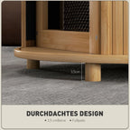 Beistelltisch Rund Bambus (Ø60 cm) – Couchtisch mit Verstecktem Stauraum und Schiebetür