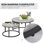 2er Couchtisch-Set Rund Hellgrau – Beton-Optik Satztische im Industriedesign (Ø78/Ø59 cm)