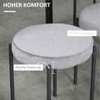 4er Set Stapelhocker Grau Samt – Platzsparender Sitzhocker Küche & Esszimmer