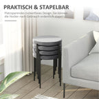 4er Set Stapelhocker Grau Samt – Platzsparender Sitzhocker Küche & Esszimmer