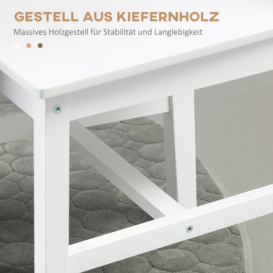 2er Set Esszimmerstühle Massivholz Weiß – Klassisches Design aus Kiefernholz