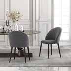 2er Set Esszimmerstühle Grau Samtoptik – Akzentstühle im Muschel-Design Retro