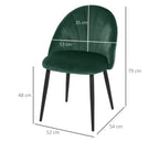 2er Set Esszimmerstühle Grün Samtoptik – Akzentstühle im Muschel-Design Retro