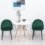 2er Set Esszimmerstühle Grün Samtoptik – Akzentstühle im Muschel-Design Retro