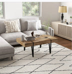 Couchtisch 105x60 cm Industriedesign – Rustikale Holzoptik, Schwarze Metallbeine