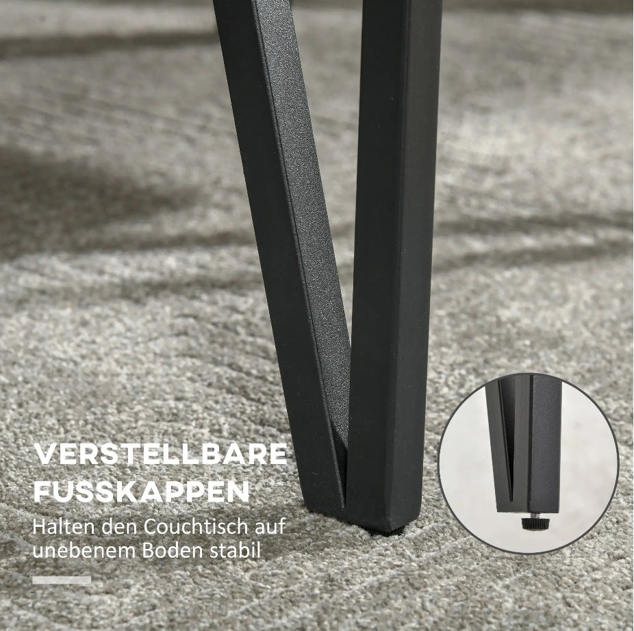 Couchtisch 105x60 cm Industriedesign – Rustikale Holzoptik, Schwarze Metallbeine