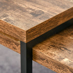 2er Couchtisch-Set Modern – Schwarz/Braun Satztische, Platzsparend (90x48 & 59x42 cm)