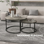 2er Couchtisch-Set Rund Grau – Zement-Optik Satztische im Industriedesign (Ø78/Ø59 cm)