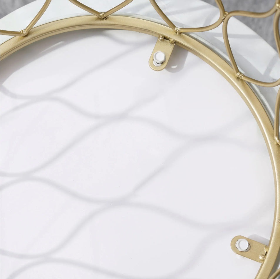 2er Satztisch-Set Outdoor Gold – Marmoroptik Beistelltische (Ø41/Ø35 cm), Stapelbar