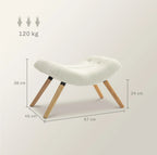 Moderner Fußhocker Cremeweiß – Gepolsterter Schemel mit Fleece-Bezug und Holzbeinen