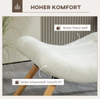 Moderner Fußhocker Cremeweiß – Gepolsterter Schemel mit Fleece-Bezug und Holzbeinen