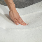 Moderner Fußhocker Cremeweiß – Gepolsterter Schemel mit Fleece-Bezug und Holzbeinen