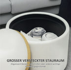 Aufbewahrungshocker Cremeweiß Cordstoff – Runde Ottomane mit Stauraum und Tablett-Deckel