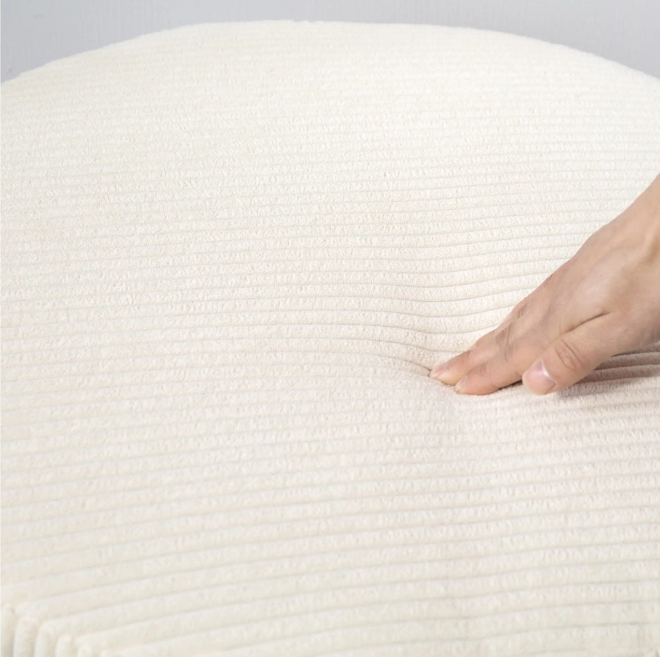 Großer Fußhocker Beige Cordstoff – Runder Sitzhocker mit 97 L Stauraum