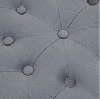 Großer Runder Hocker mit Staufach (Ø60 cm) – Ottomane in Grau Samtoptik mit Knopf-Steppdesign