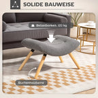 Moderner Fußhocker Dunkelgrau (67 cm) – Geschwungener Sitzhocker mit Fleece-Bezug und Buchenholzbeinen