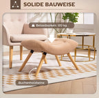 Moderner Fußhocker Braun (67 cm) – Geschwungener Sitzhocker mit Fleece-Bezug und Buchenholzbeinen