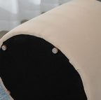 2-in-1 Hocker Beige Samtoptik – Runder Sitzhocker mit Stauraum und Tablett-Deckel