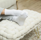 Moderner Sitzhocker Cremeweiß (76 cm) – Polsterhocker in Kreuzgewebter Samtoptik mit Metallbeinen