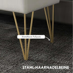 Bettbank mit Stauraum Creme (100 cm) – Leinenoptik Sitzbank mit Goldenen Haarnadelbeinen