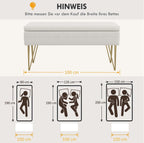 Bettbank mit Stauraum Creme (100 cm) – Leinenoptik Sitzbank mit Goldenen Haarnadelbeinen