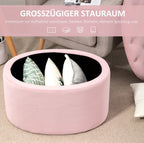 Ovale Sitzbank Rosa mit Stauraum (71 cm) – Samtoptik Truhenbank mit Knopfleiste