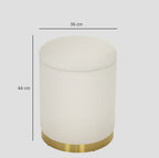 Runder Sitzhocker Cremeweiß mit Stauraum (30,6 L) – Cordstoff Ottomane mit Stahlboden (Ø36 cm)