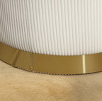 Runder Sitzhocker Cremeweiß mit Stauraum (30,6 L) – Cordstoff Ottomane mit Stahlboden (Ø36 cm)