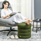 Runder Hocker Grün (Ø40 cm) – Teddyfleece Ottomane mit Holzbeinen und 120 kg Belastbarkeit