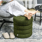 Runder Hocker Grün (Ø40 cm) – Teddyfleece Ottomane mit Holzbeinen und 120 kg Belastbarkeit