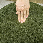 Runder Hocker Grün (Ø40 cm) – Teddyfleece Ottomane mit Holzbeinen und 120 kg Belastbarkeit