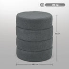 Runder Hocker Dunkelgrau (Ø40 cm) – Teddyfleece Ottomane mit Holzbeinen und 120 kg Belastbarkeit