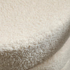 Runder Hocker Beige (Ø40 cm) – Teddyfleece Ottomane mit Holzbeinen und 120 kg Belastbarkeit