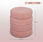 Runder Hocker Rosa (Ø40 cm) – Teddyfleece Ottomane mit Holzbeinen und 120 kg Belastbarkeit