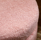 Runder Hocker Rosa (Ø40 cm) – Teddyfleece Ottomane mit Holzbeinen und 120 kg Belastbarkeit