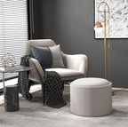 Hocker Hellgrau (56x56 cm) mit Stauraum – Leinenoptik Ottomane mit umkehrbarem Tablett-Deckel