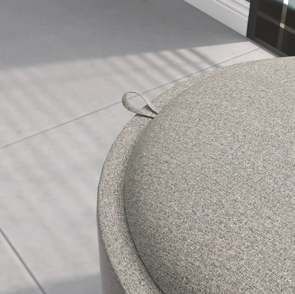 Hocker Hellgrau (56x56 cm) mit Stauraum – Leinenoptik Ottomane mit umkehrbarem Tablett-Deckel
