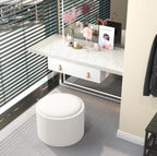 Hocker Cremeweiß (56x56 cm) mit Stauraum – Leinenoptik Ottomane mit umkehrbarem Tablett-Deckel