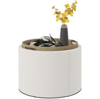 Hocker Cremeweiß (56x56 cm) mit Stauraum – Leinenoptik Ottomane mit umkehrbarem Tablett-Deckel