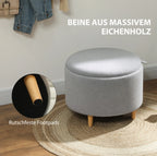Hocker Grau (56x56 cm) mit Stauraum – Teddyfleece Ottomane mit umkehrbarem Tablett-Deckel
