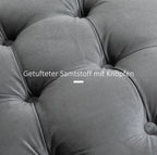 Vintage Hocker Kohlegrau (55x55 cm) mit Stauraum – Samt-Optik Ottomane mit Knopfheftung und Metallbasis