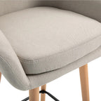 2er-Set Barhocker Beige – Gepolstert, mit Rückenlehne & Armlehnen, Massivholz (Sitzhöhe 80 cm)