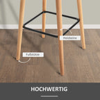 2er-Set Barhocker Grau – Gepolstert, mit Rückenlehne & Armlehnen, Massivholz (Sitzhöhe 80 cm)