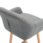 2er-Set Barhocker Grau – Gepolstert, mit Rückenlehne & Armlehnen, Massivholz (Sitzhöhe 80 cm)