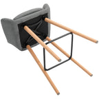 2er-Set Barhocker Grau – Gepolstert, mit Rückenlehne & Armlehnen, Massivholz (Sitzhöhe 80 cm)