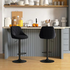 2er Barhocker Set Schwarz – Höhenverstellbar, Drehbar, Samtoptik mit Diamant-Tufting (60–81 cm)