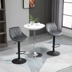 2er Barhocker Set Dunkelgrau – Höhenverstellbar, Drehbar, Samtoptik mit Rautenmuster (60–81 cm)