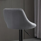 2er Barhocker Set Dunkelgrau – Höhenverstellbar, Drehbar, Samtoptik mit Rautenmuster (60–81 cm)