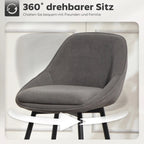 2er-Set Barhocker Grau – Tresenstühle mit Cordbezug, Drehbar, Stahlbeine (Sitzhöhe 65 cm)