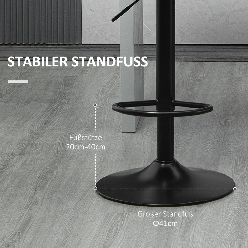 2er-Set Barhocker Grau – Höhenverstellbar, Drehbar, Retro-Design Kunstleder/Leinen-Optik (64–85 cm)